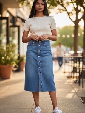 NWT Levi’s Denim Button-Front Maxi Skirt - Size 27